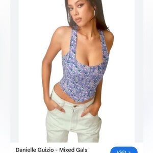 Mixedgals Woman’s Floral  Lace Feminine Racerback Corset Top Size Small